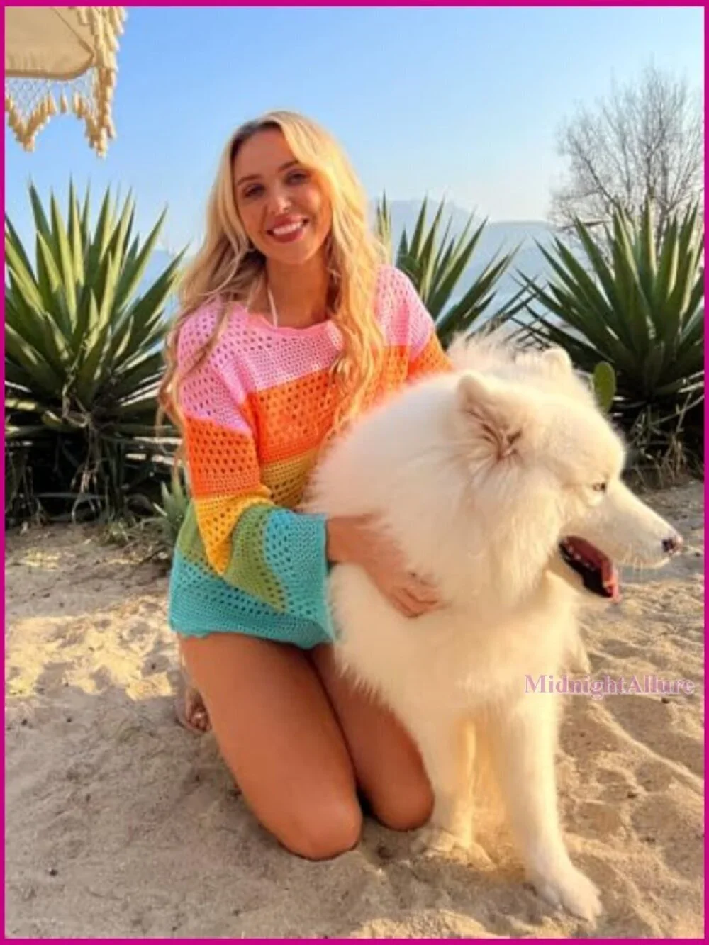 Large Crochet Swimsuit Coverup Long Sleeve Tunic Top Beach Vacation